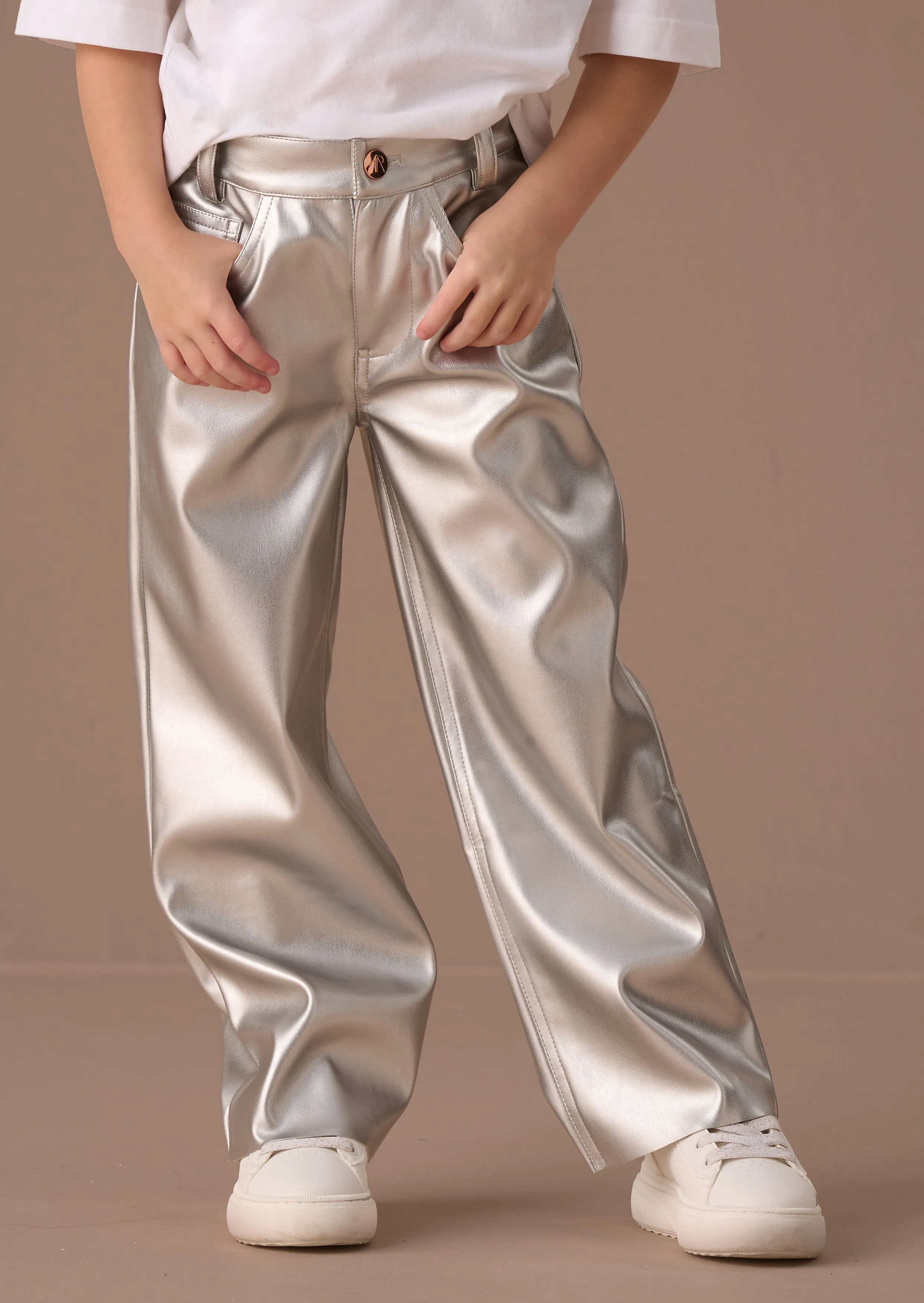 Jaya Silver Wide Leg Metallic Jean