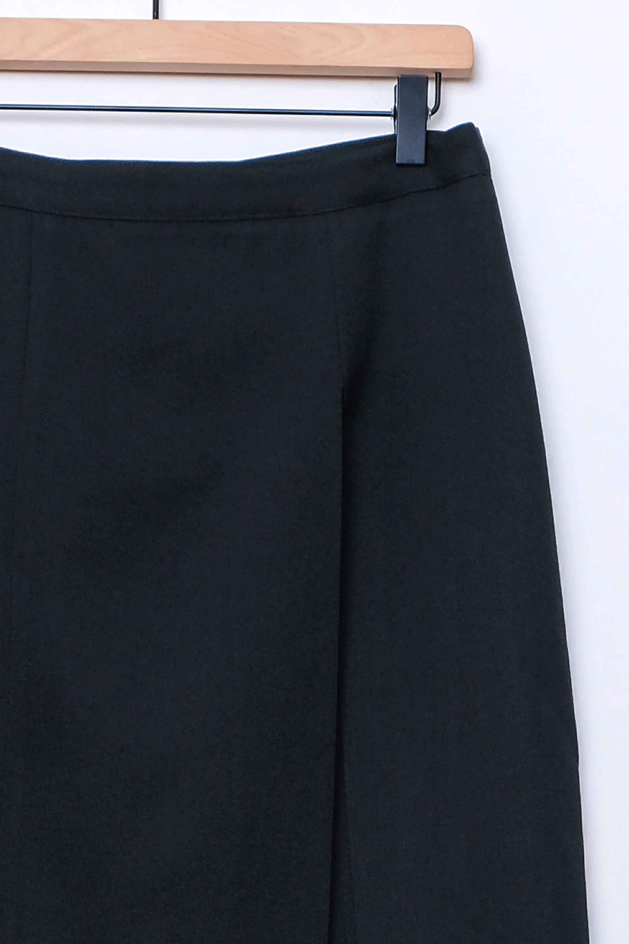 J'envie Modern Black Wool Pencil Skirt Front Overlay Slit US 10, 90's