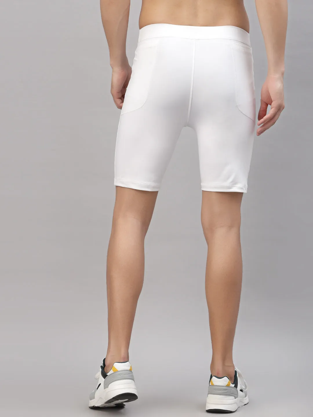 JUMP USA Men White Rapid Dry-Fit Solid Training Short Tights