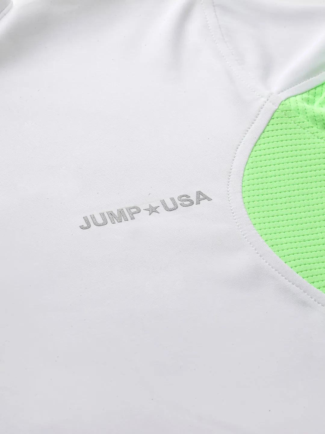 JUMP USA Women White & Green Solid Rapid-Dry Training T-shirt