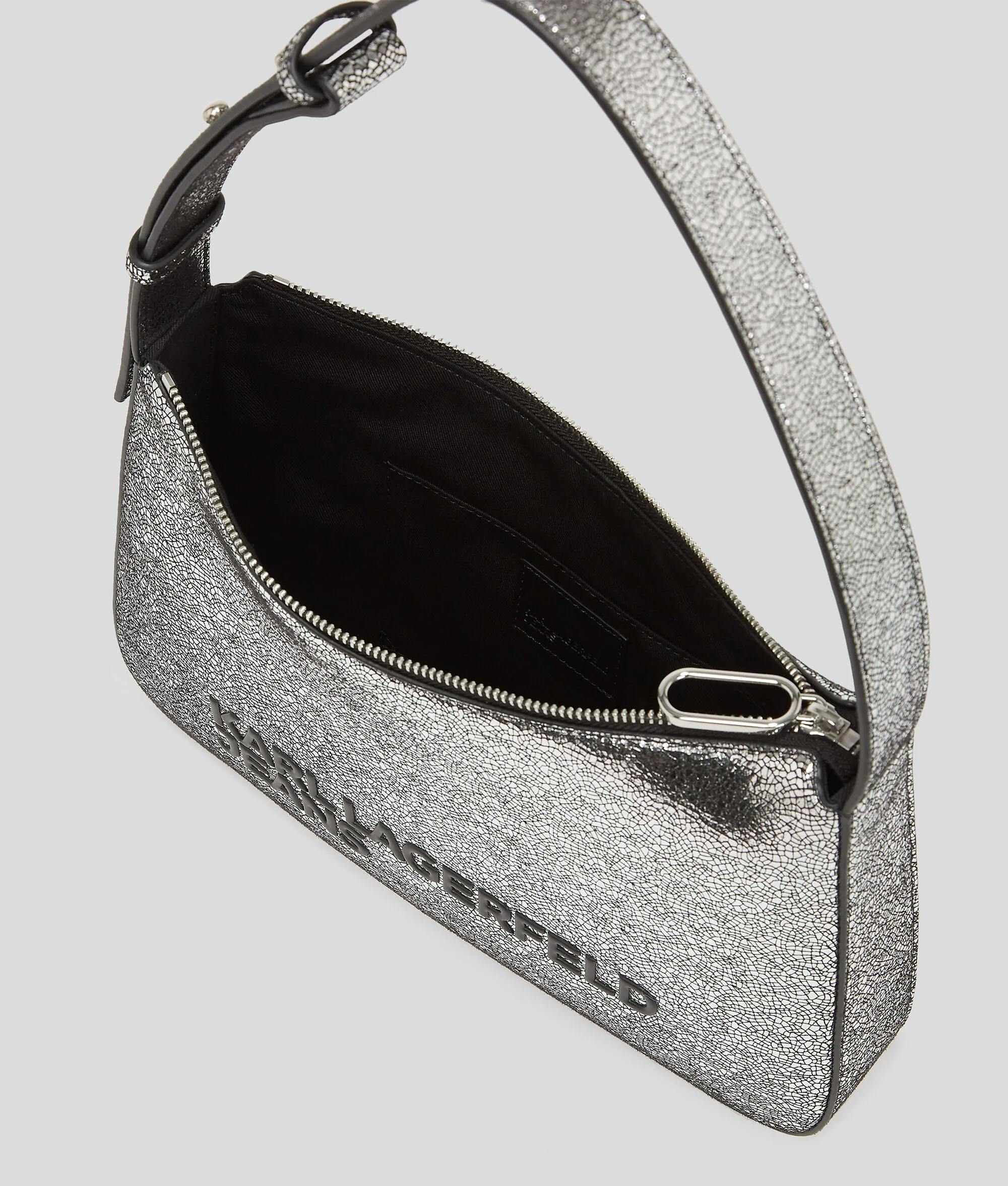 Karl Lagerfeld Logo Metallic Shoulder Bag | Silver