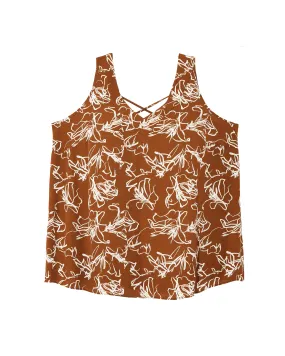 Kathlyn Sleeveless Criss Cross Cami | Tan / White