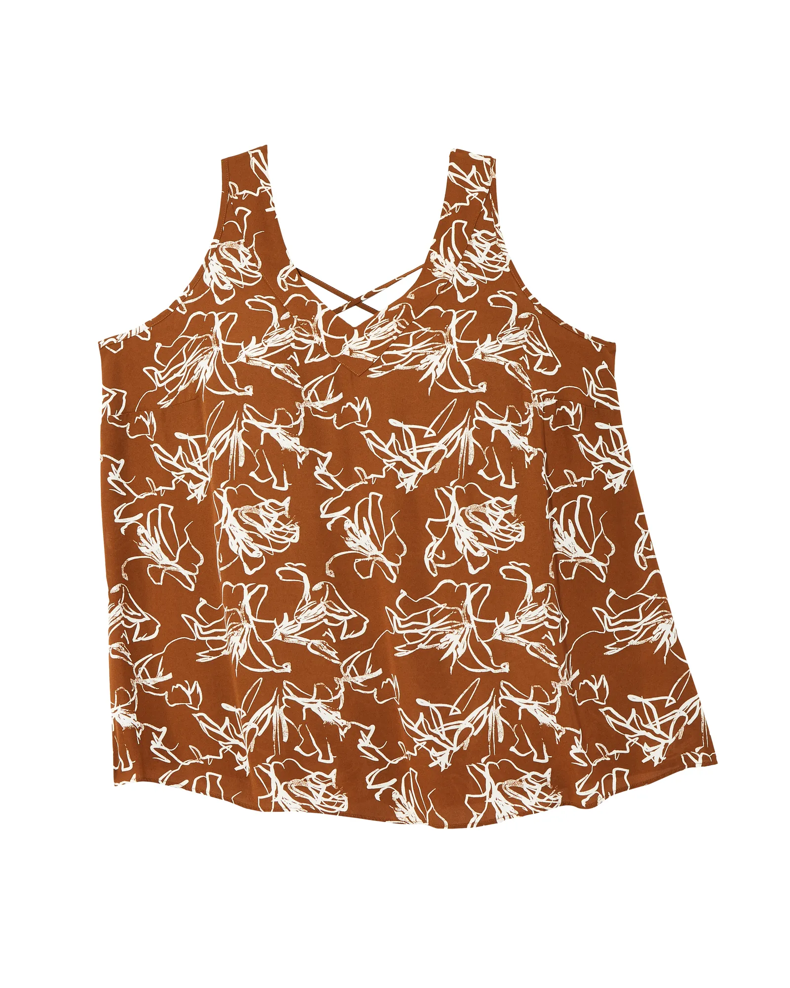 Kathlyn Sleeveless Criss Cross Cami | Tan / White