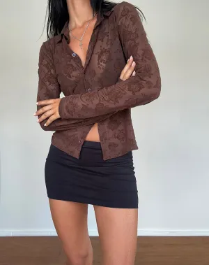 Kenila Romantic Rose Shirt in Flock Brown