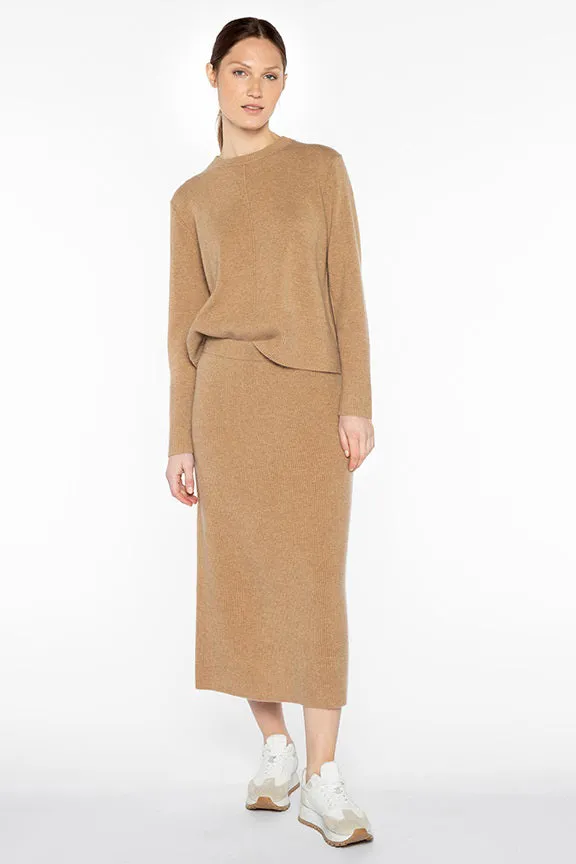 KINROSS CASHMERE - RIB KNIT CASHMERE SKIRT