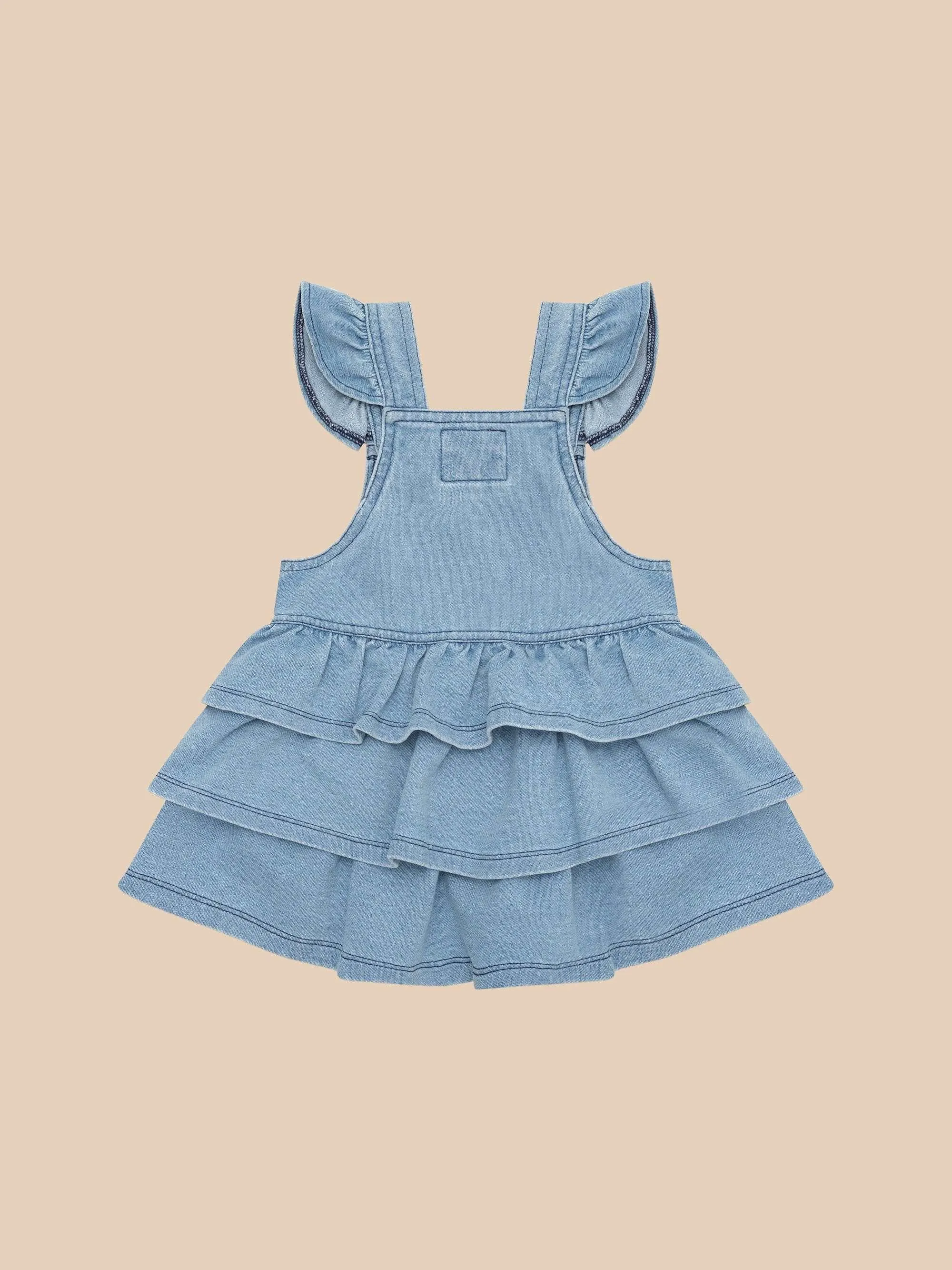 Knit denim frill pinafore