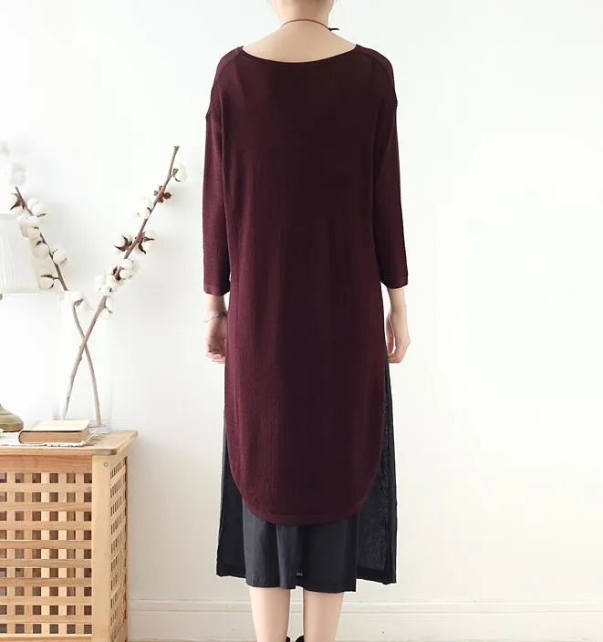 Knit Linen Loose Long Dresses Plus Size AMT962328