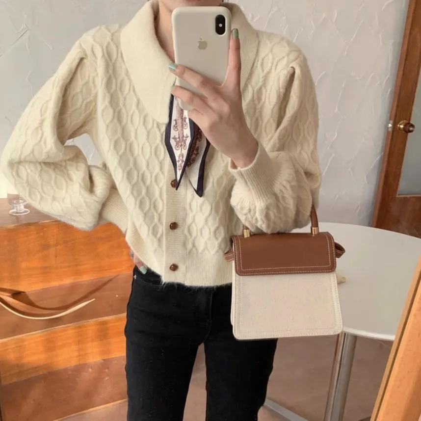 [Korean Style] Evelyn Vintage Scarf Cardigan