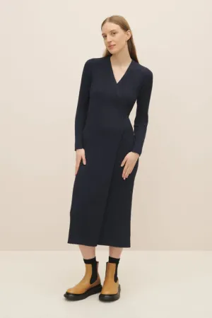 Kowtow Billie Wrap Dress - Navy Marle