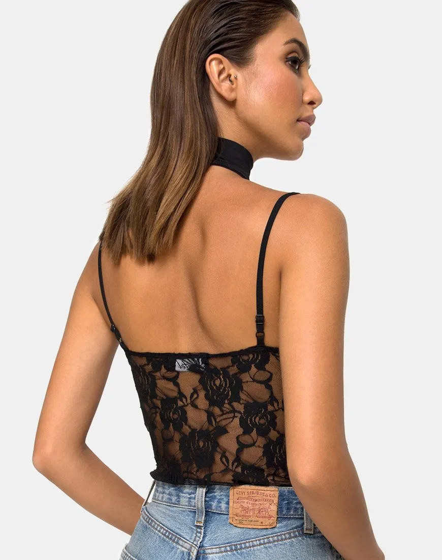 Lanti Bodice in Black Rose Lace