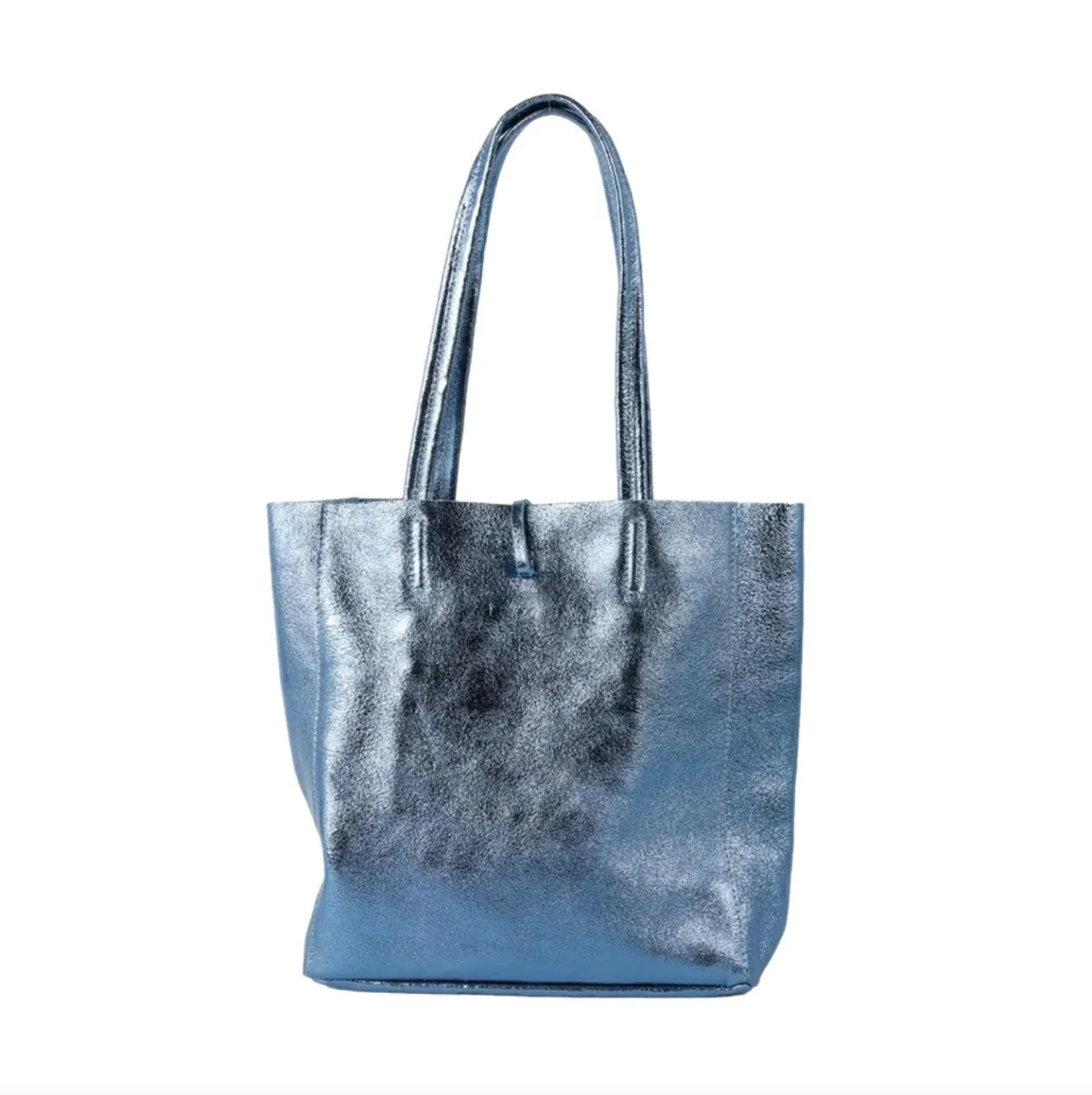 Large Tote Bag | Metallic Blue Jeans