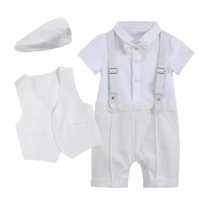 Leo - Baby Boys Christening Baptism Suit , Colour - White