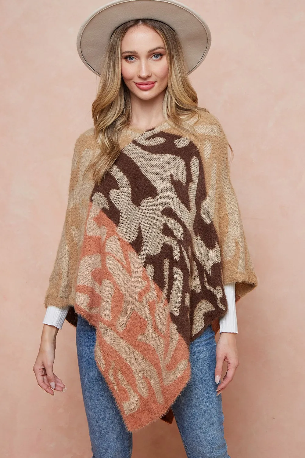 Leopard Patterned Sweater Poncho Shawls Cape