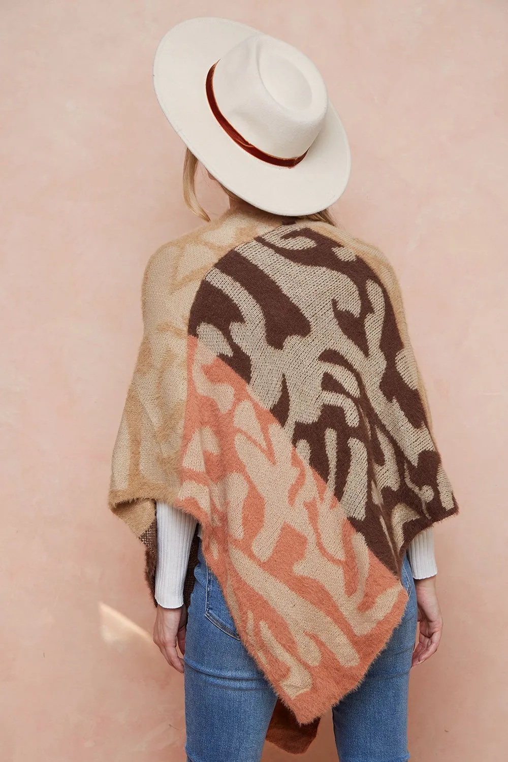 Leopard Patterned Sweater Poncho Shawls Cape