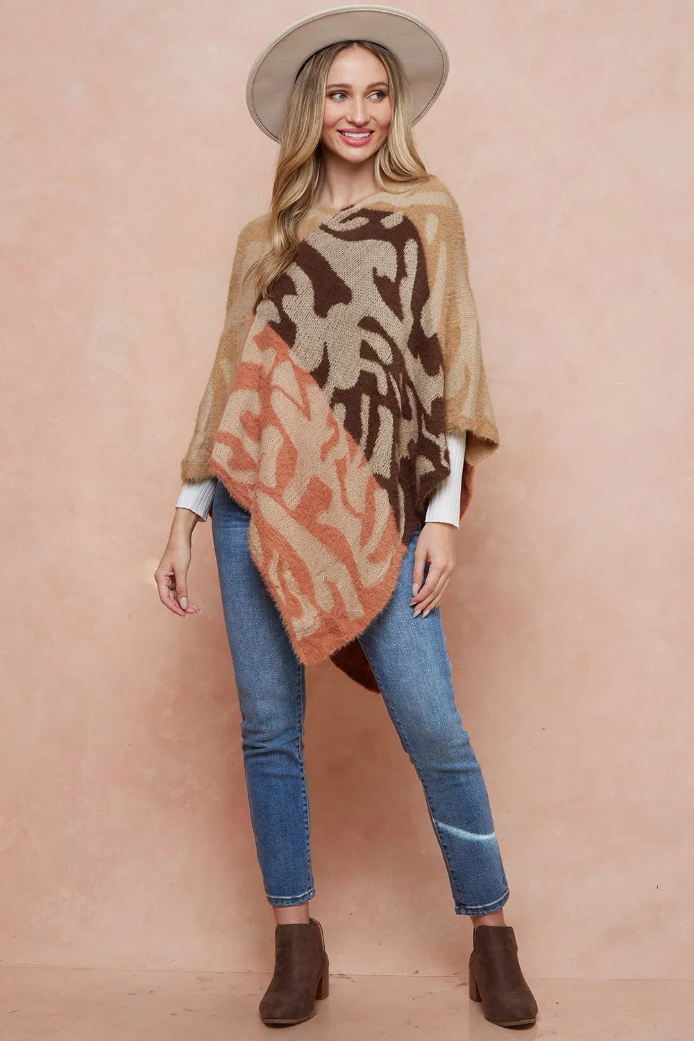 Leopard Patterned Sweater Poncho Shawls Cape