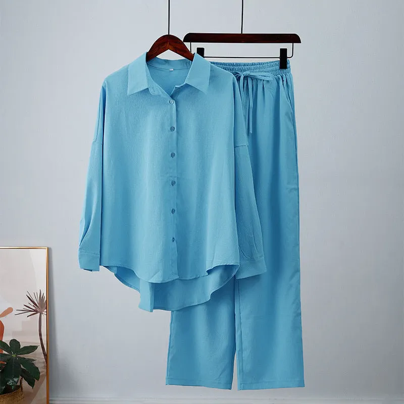 Light and Comfortable Solid Color Shirt and Pants Sets