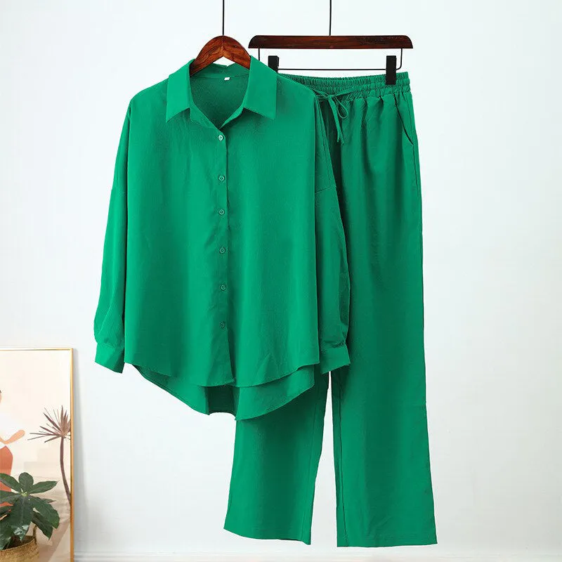 Light and Comfortable Solid Color Shirt and Pants Sets