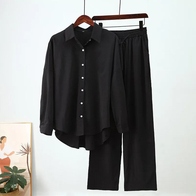 Light and Comfortable Solid Color Shirt and Pants Sets