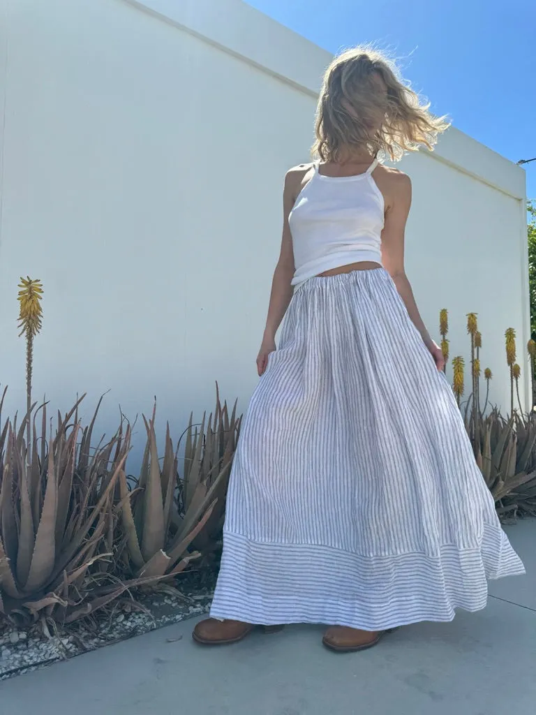 Linen striped maxi Skirt