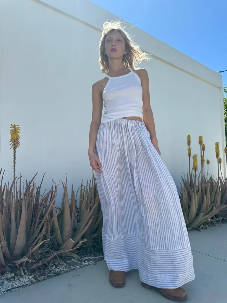 Linen striped maxi Skirt