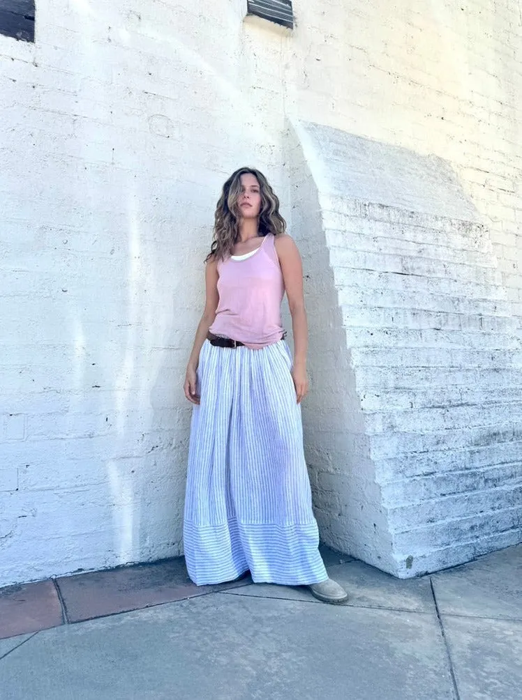 Linen striped maxi Skirt