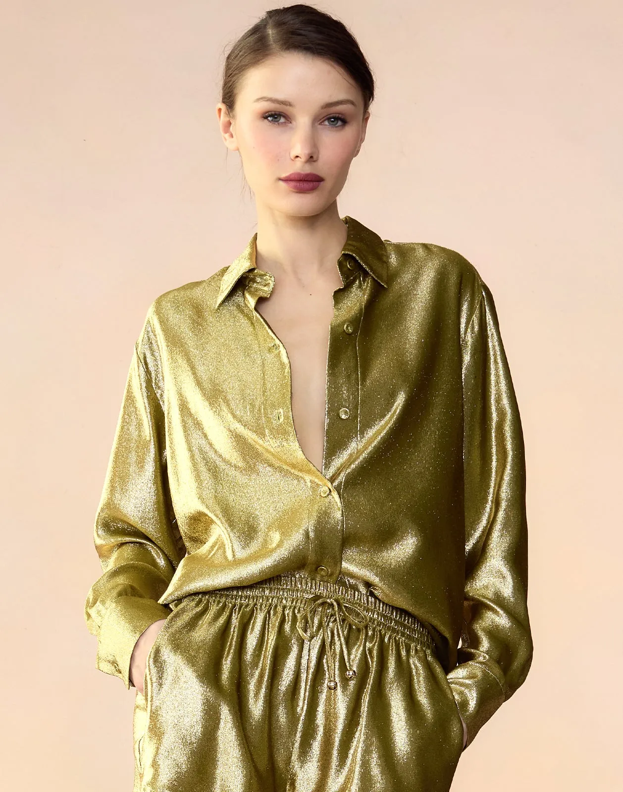 Liquid Gold Lamé Shirt