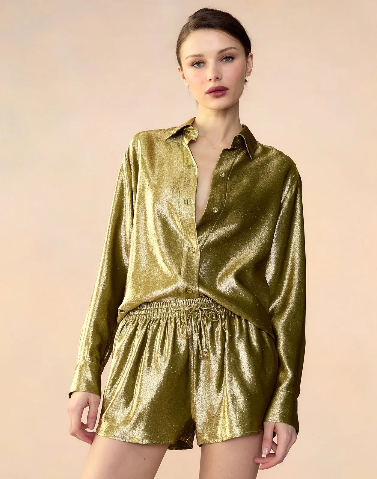 Liquid Gold Lamé Shirt