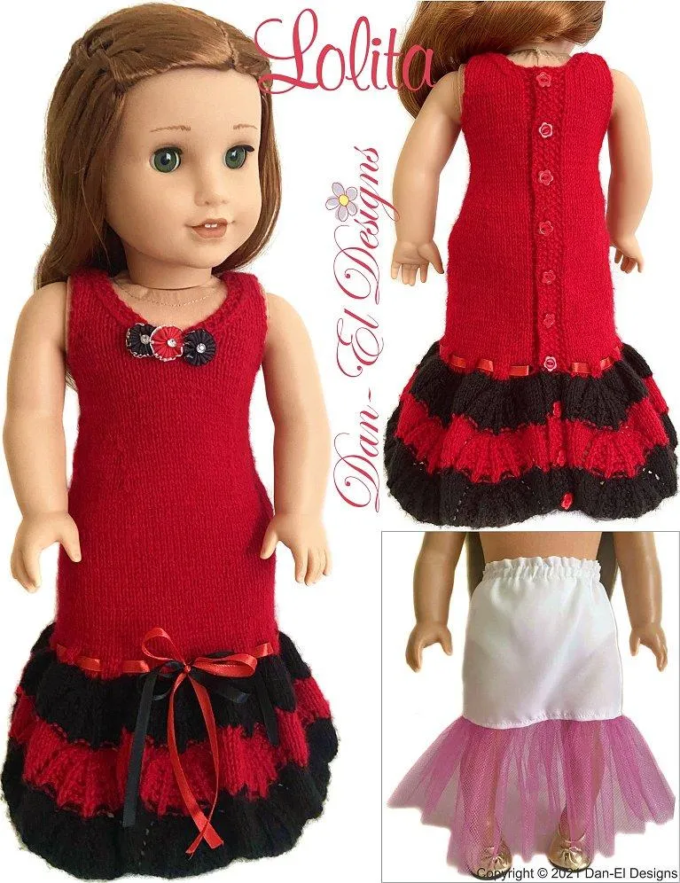 Lolita Dress 18" Doll Clothes Knitting Pattern