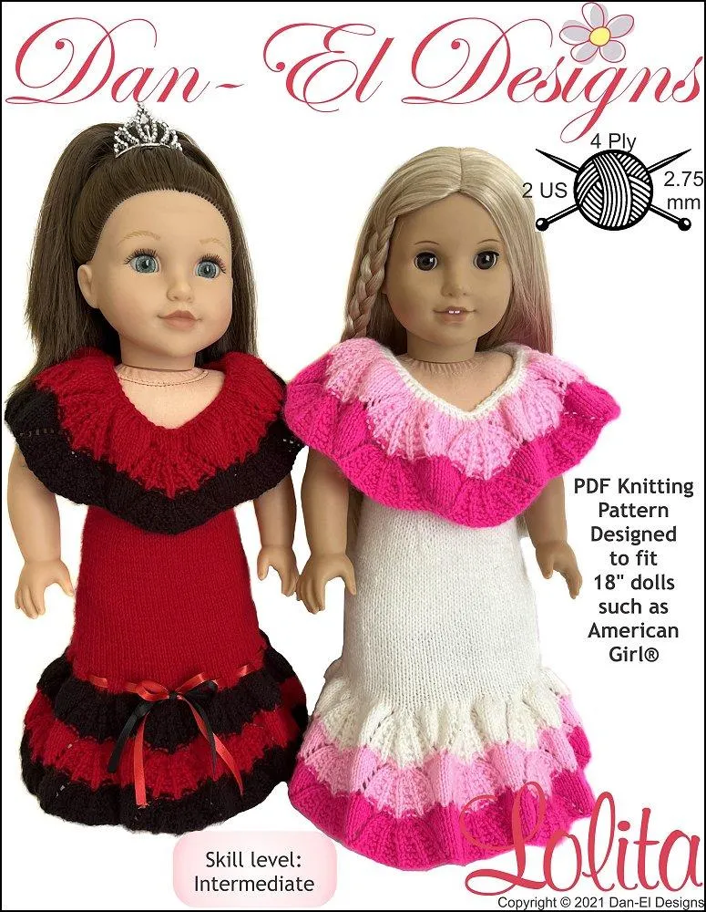 Lolita Dress 18" Doll Clothes Knitting Pattern