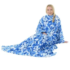 Luxurious Floral Wrap Around Blanket With Sleeves 137x180cm