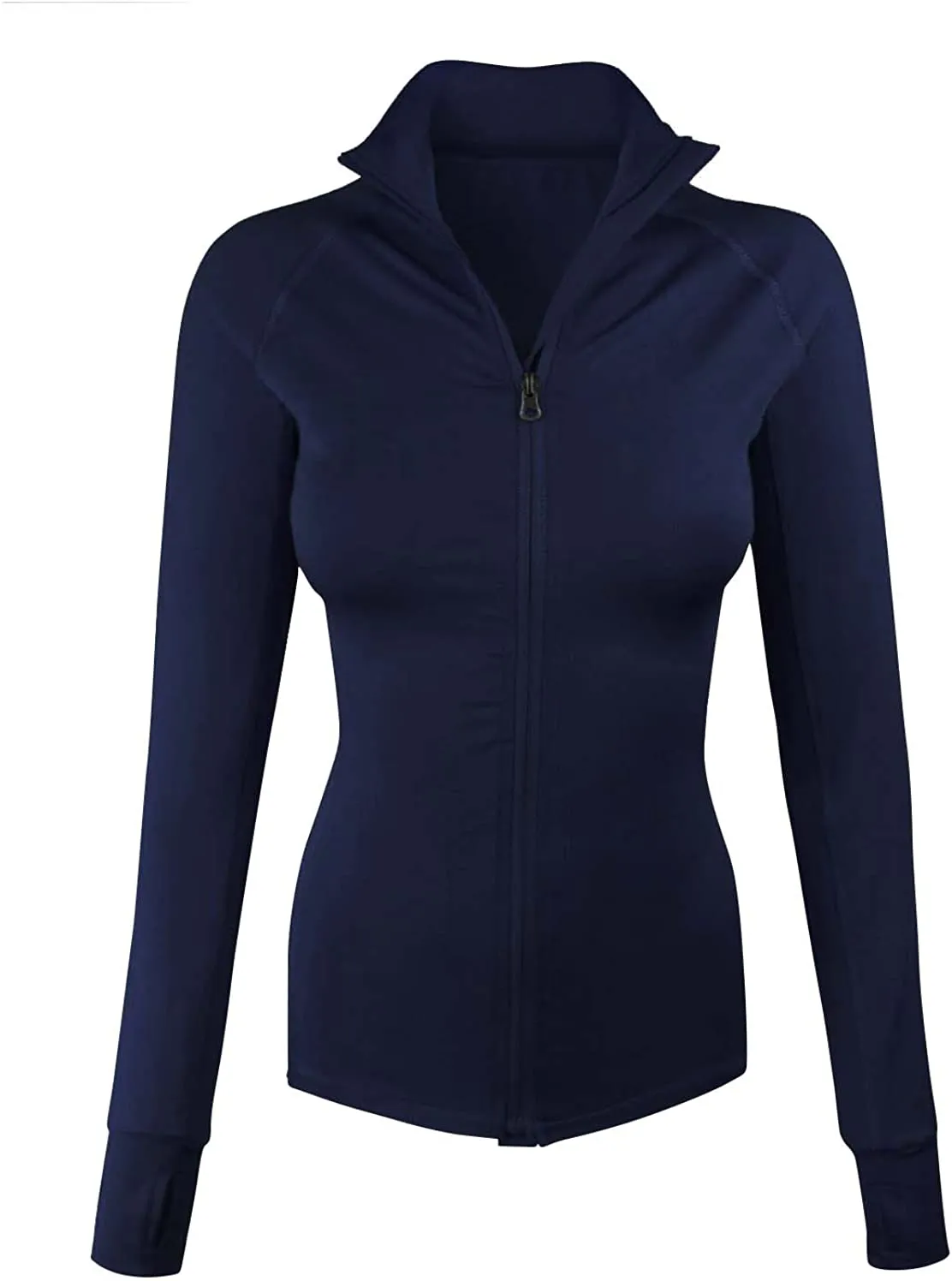 makeitmint Women's Comfy Zip Up Stretchy Work Out Track Jacket w/Back Pocket