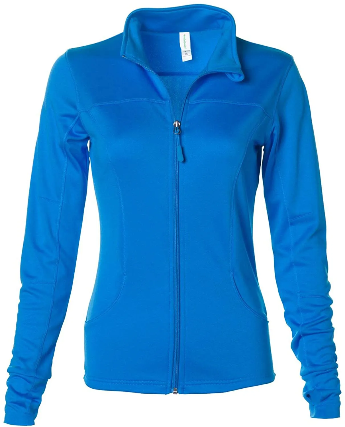 makeitmint Women's Comfy Zip Up Stretchy Work Out Track Jacket w/Back Pocket