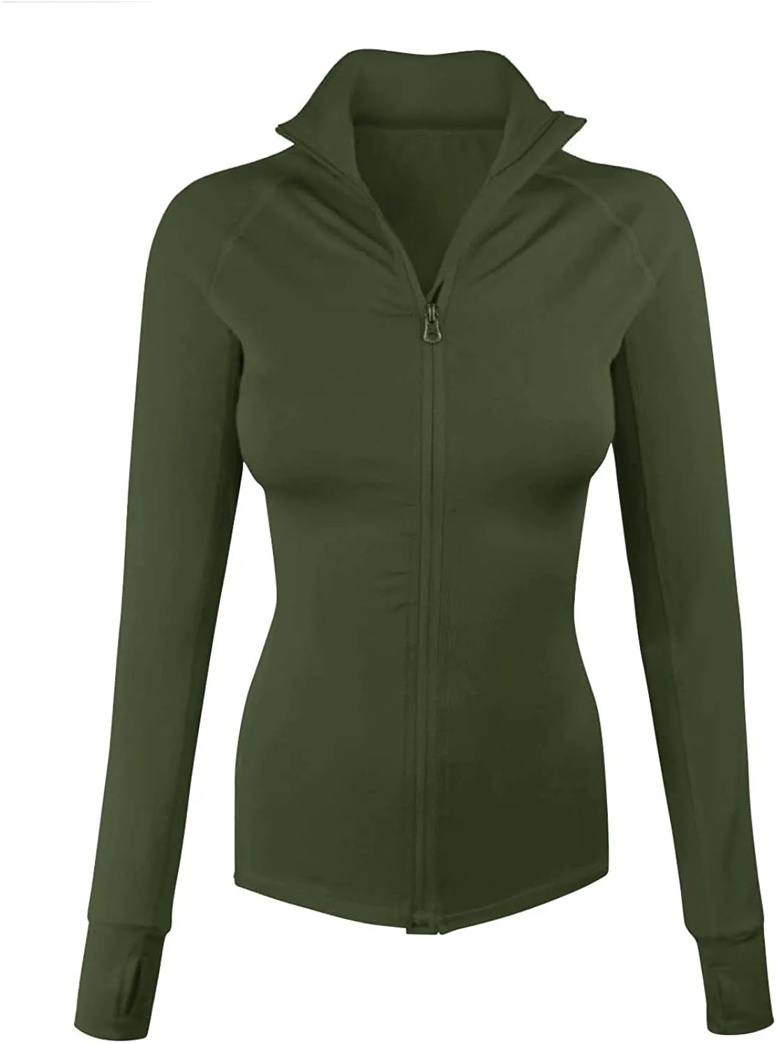 makeitmint Women's Comfy Zip Up Stretchy Work Out Track Jacket w/Back Pocket