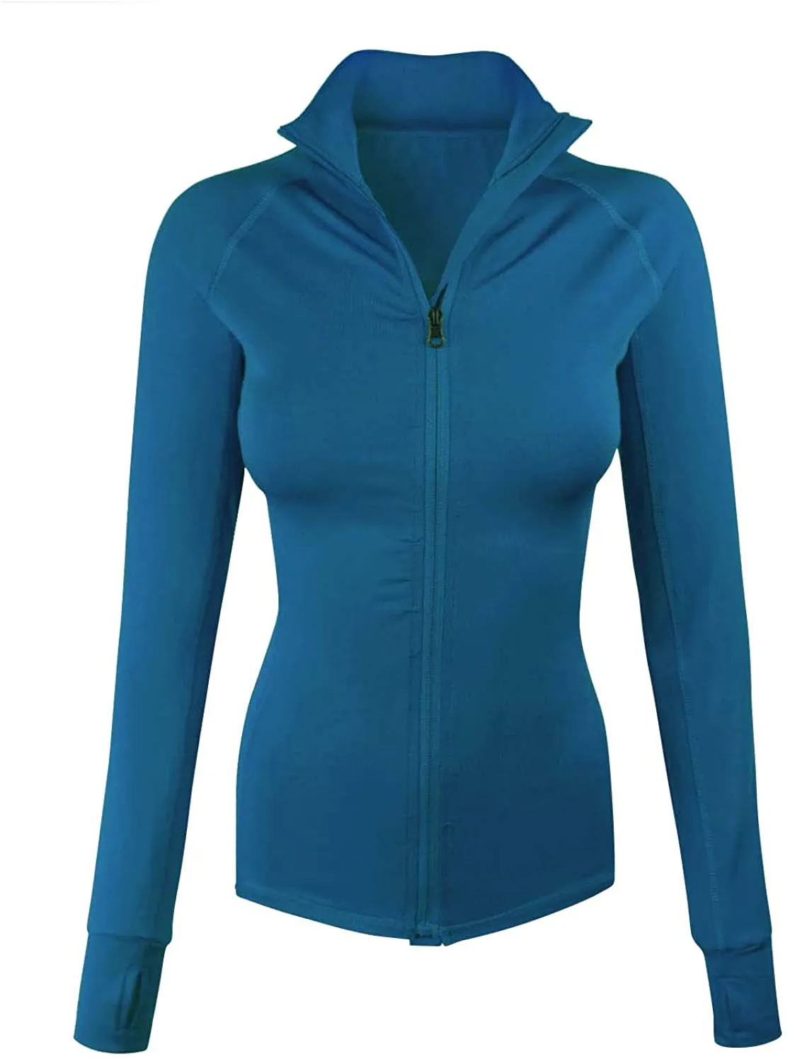 makeitmint Women's Comfy Zip Up Stretchy Work Out Track Jacket w/Back Pocket