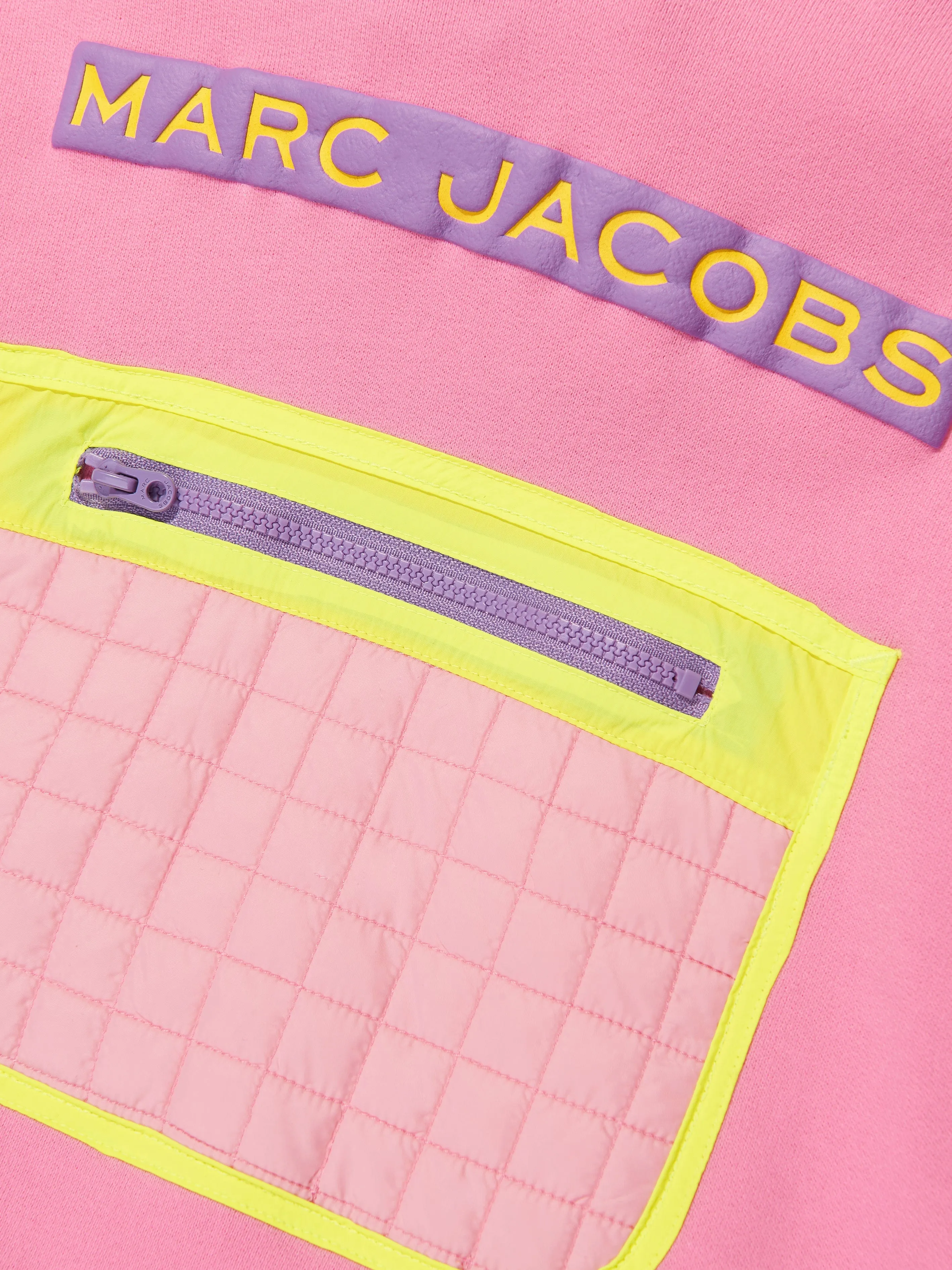 MARC JACOBS Girls Quilted Pocket Hoodie in Pink