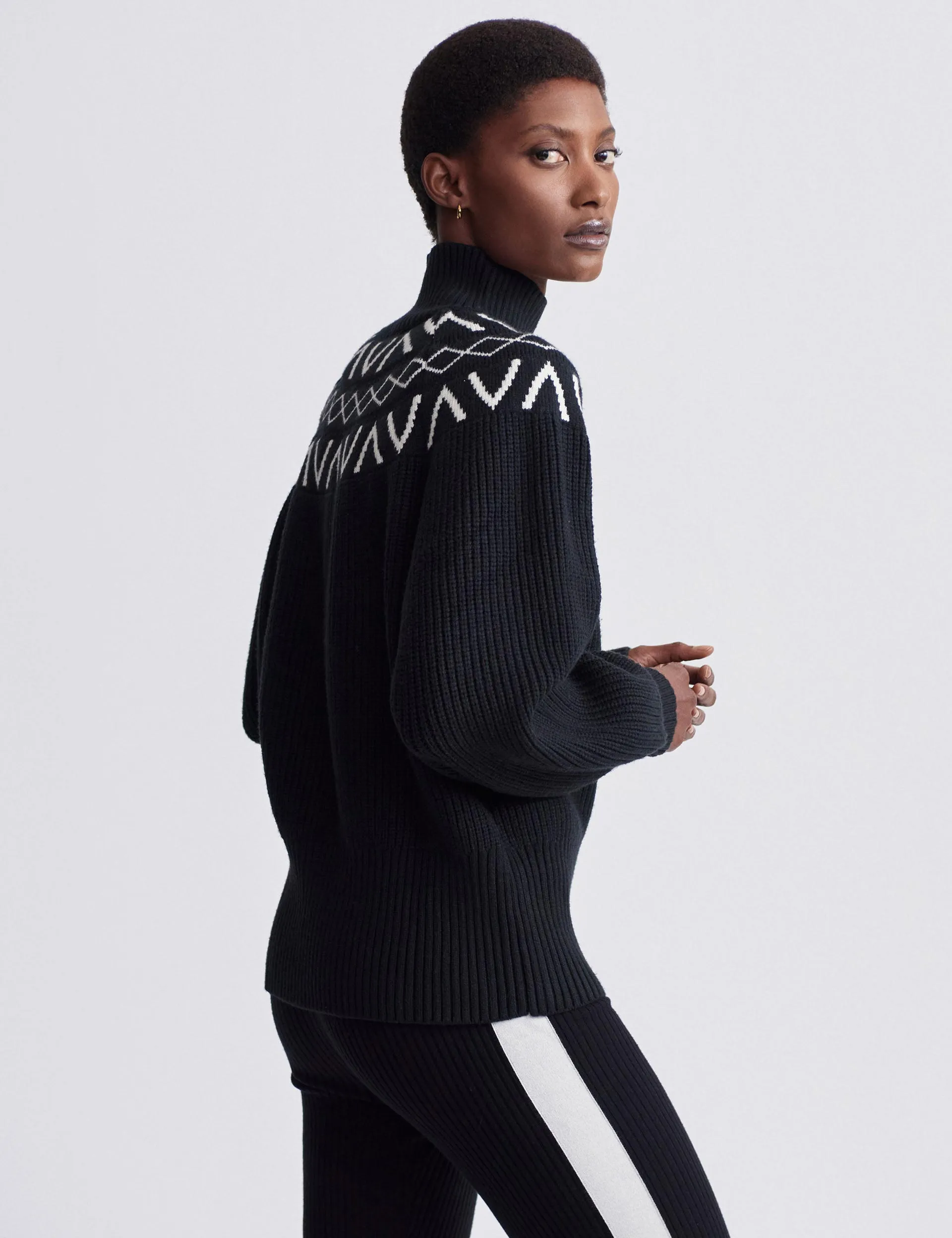 Marcie Fair Isle Yoke Knit - Black