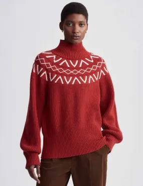 Marcie Fair Isle Yoke Knit - Red Dahlia