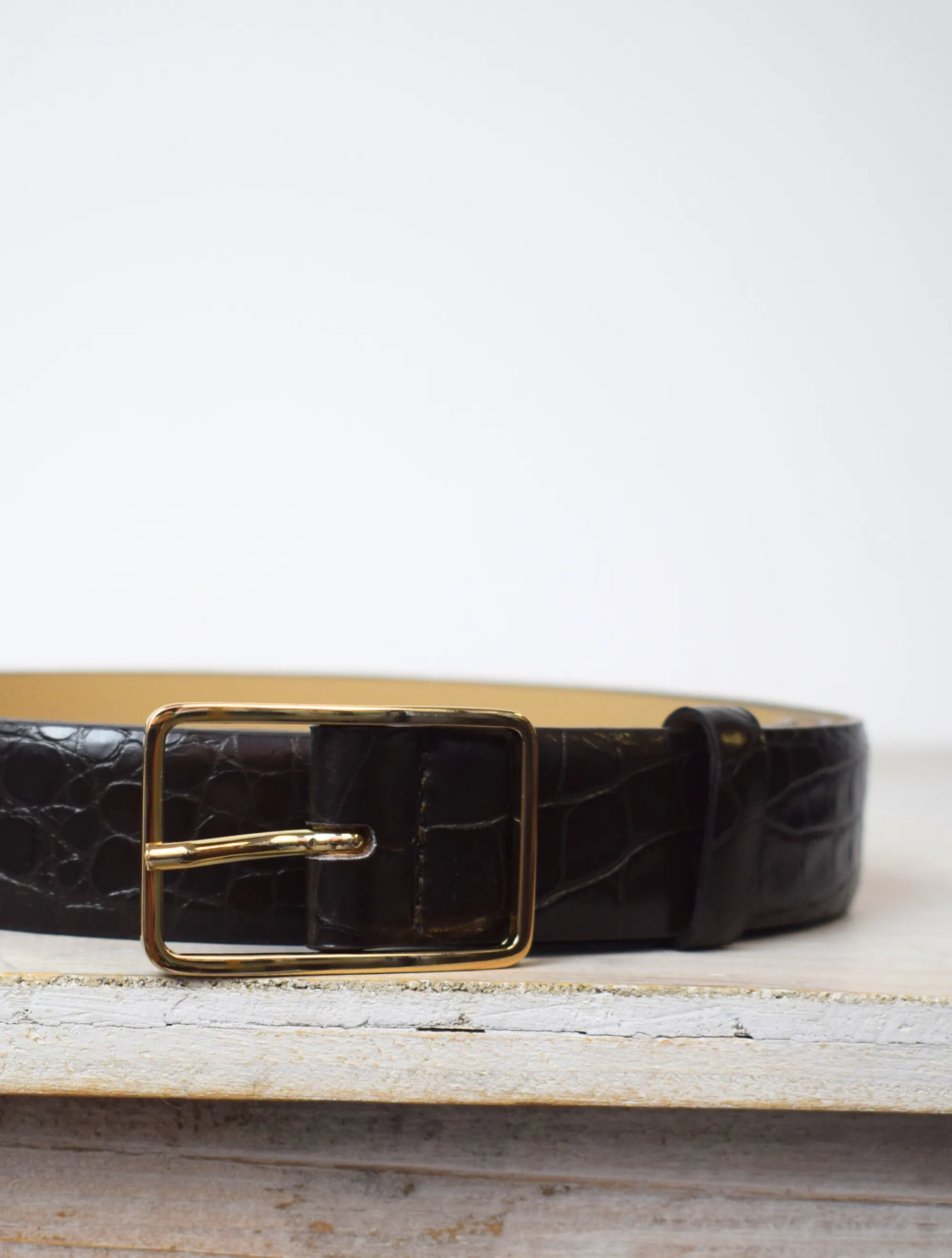 Medium Croc Belt Dark Brown