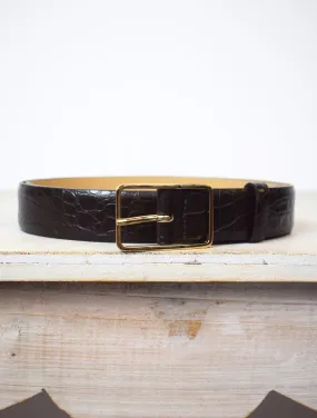 Medium Croc Belt Dark Brown