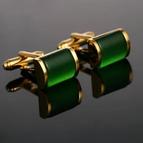 Men's Romantic Emerald Opal Gold Shirt Cufflinks