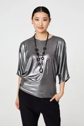 Metallic 3/4 Batwing Sleeve Top