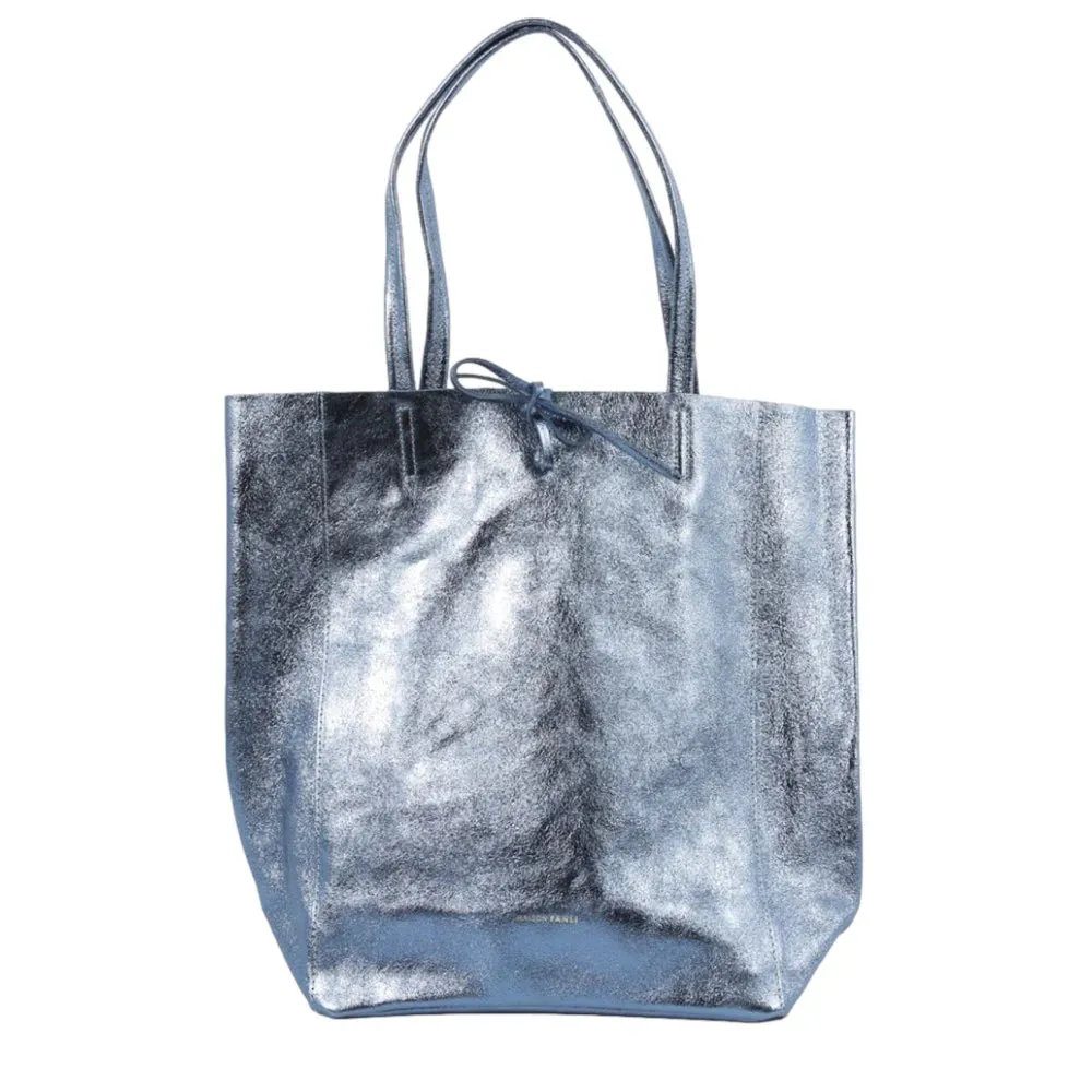 Metallic Blue Jeans Tote