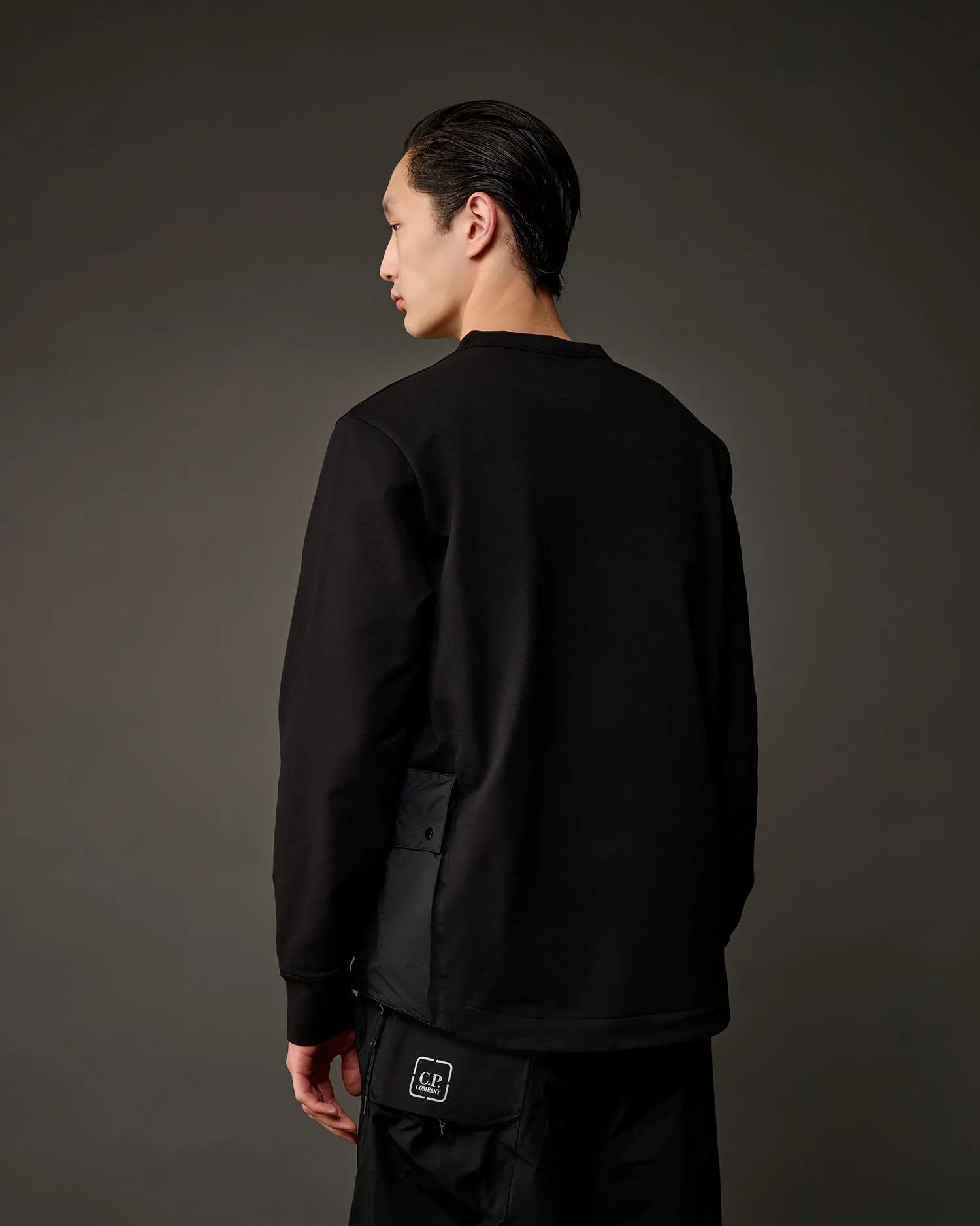 Metropolis Series Stretch Fleece Mixed Pocket Sweatshirt - Black