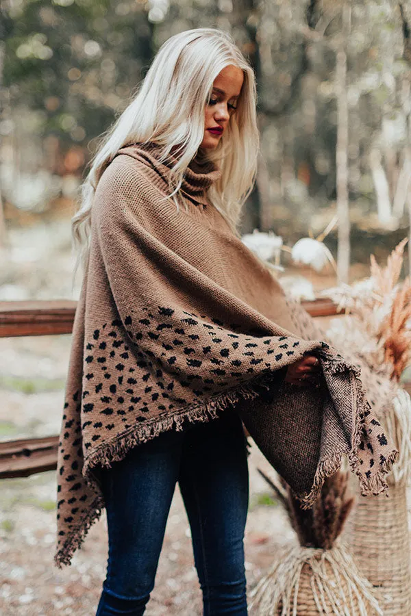 Mountain Mornings Leopard Poncho in Mocha