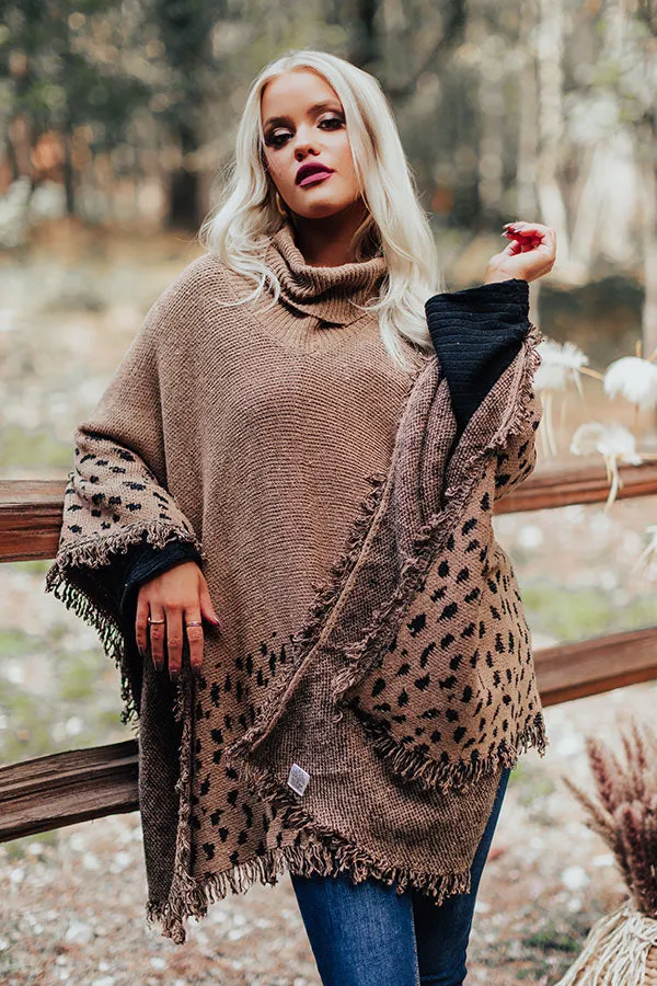 Mountain Mornings Leopard Poncho in Mocha