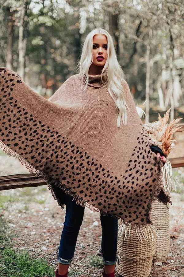 Mountain Mornings Leopard Poncho in Mocha