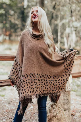 Mountain Mornings Leopard Poncho in Mocha