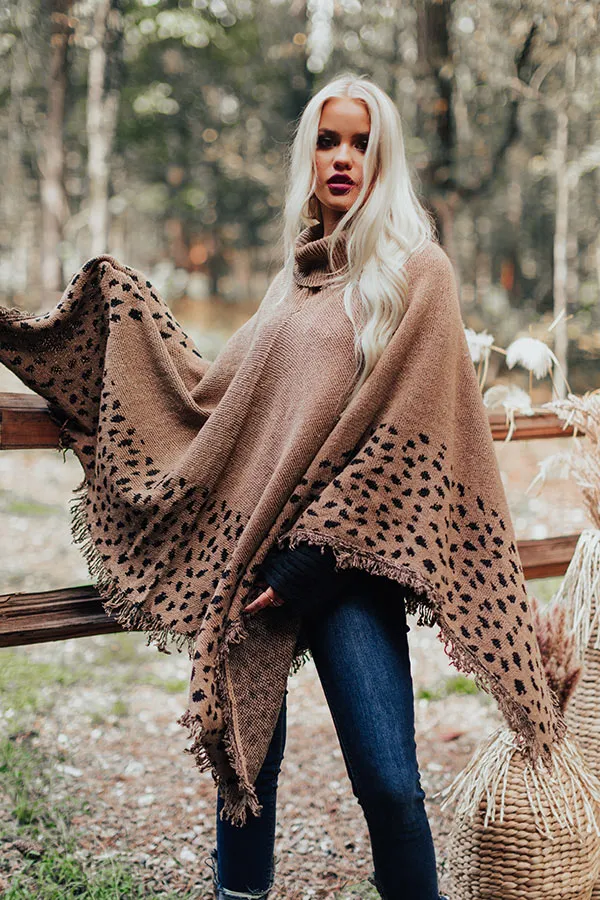 Mountain Mornings Leopard Poncho in Mocha