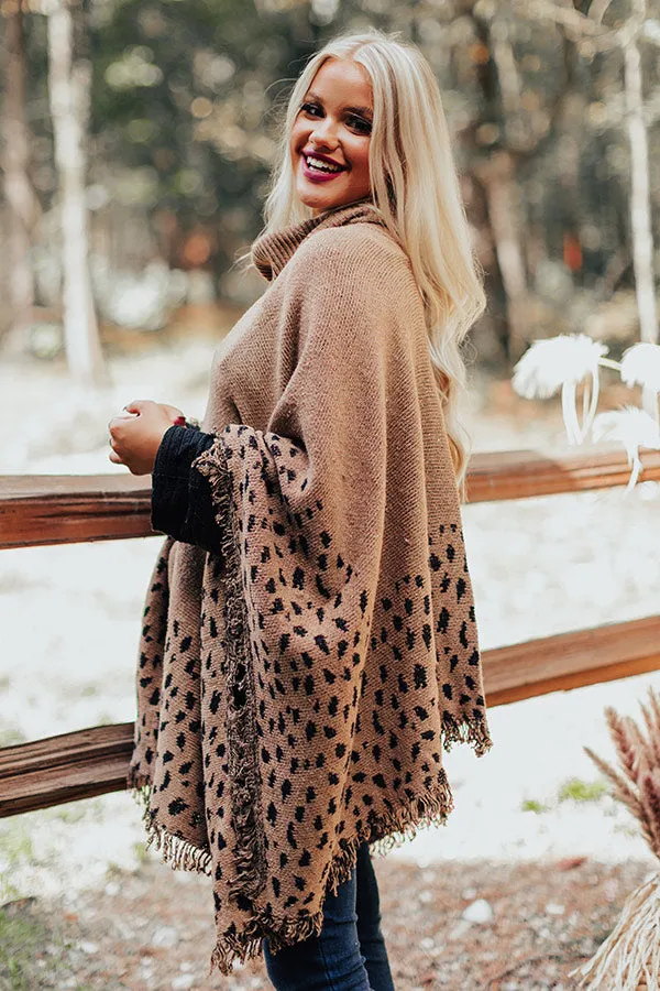 Mountain Mornings Leopard Poncho in Mocha