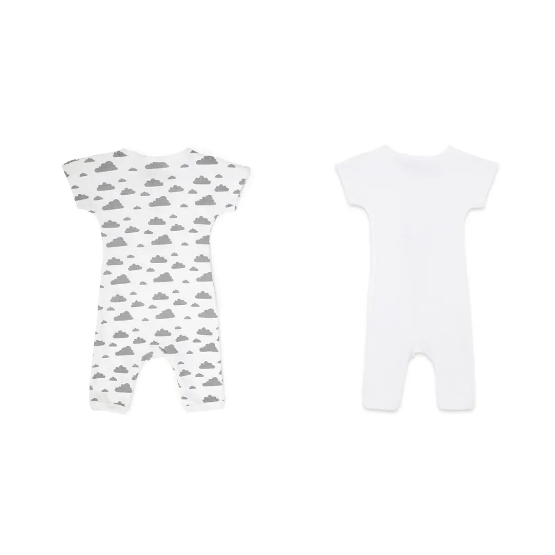 Mush Ultra Soft Bamboo Unisex Short Sleeve Romper Combo Set for New Born Baby/Kids Pack of 2 (0-3 Months, Stary Night & Daylight)